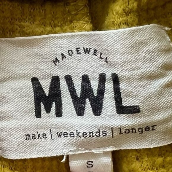Madewell MWL Textured Waffle Knit Sweatshorts Women S Drawstring Stretch Mustard - Picture 6 of 7